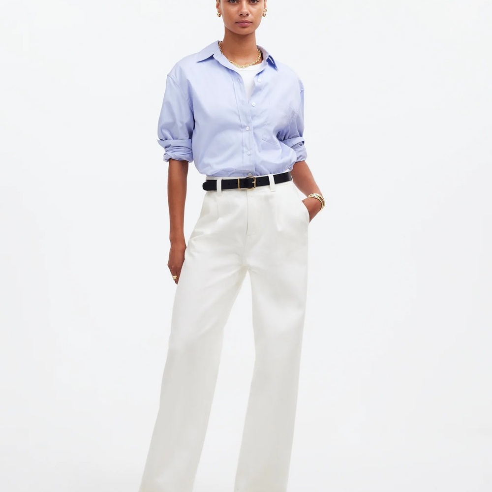 Madewell The Harlow Wide Leg Jean in tile white airy denim